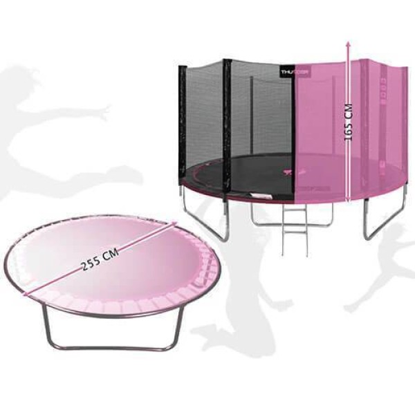 Батут Pro 255 см, внешняя сетка, розовый