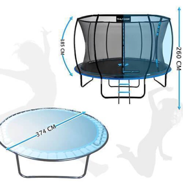 Trambulina Ultra 374 cm, plasă interioară, albastră