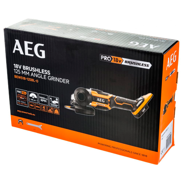 Угловая шлифмашина аккумуляторная AEG BEWS18-125BL-0 4935464414