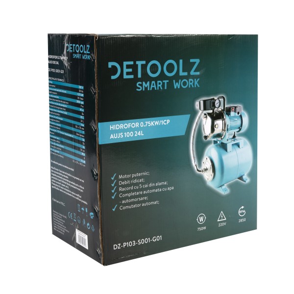 Гидрофор Detoolz 0,75 кВт 24 л, Autojet-100B