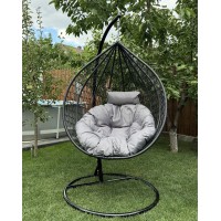 Fotoliu suspendat cocon DSN-2, negru, perna mare gri