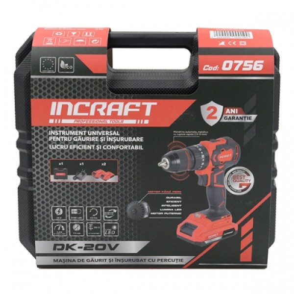 Шуруповерт аккумуляторный ударный Incraft DK-20V