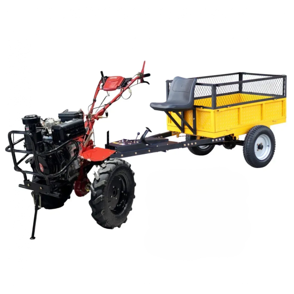 Motocultor pe motorina Buivol 10 c.p. + ​​remorcă 4x4
