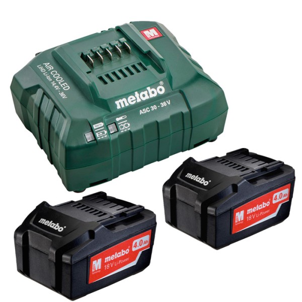 Базовый комплект аккумуляторов Metabo Li-ion 2x4.0 Ah + ASC 30-36V