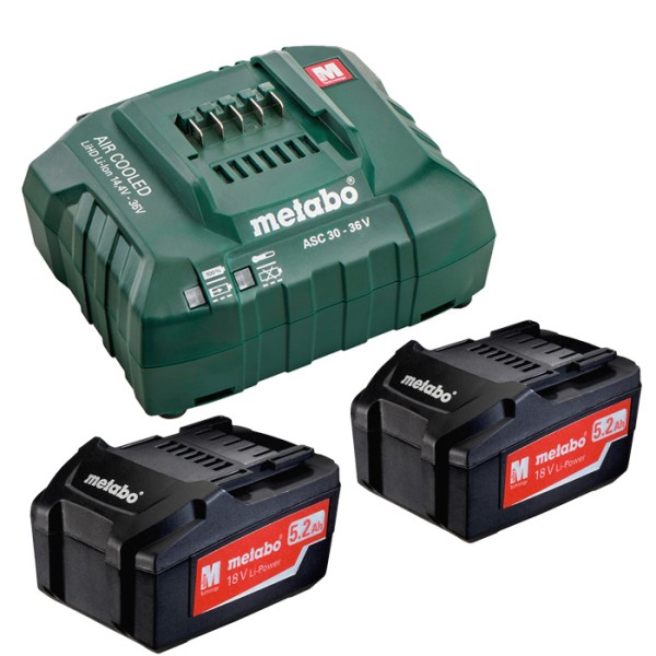 Комплект аккумуляторов Metabo Li-ion 2x5.2 Ah + ASC 30-36V