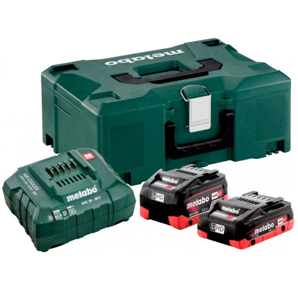 Базовый комплект аккумуляторов Metabo LiHD 1x4.0Ah + 1x5.5Ah + ASC 30-36