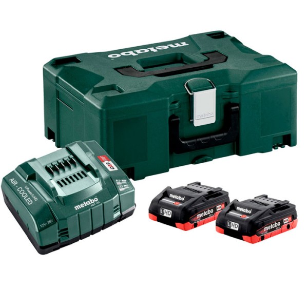 Базовый комплект аккумуляторов Metabo 2 x LiHD 4.0 Ah ASC 145 + MetaLock II