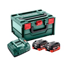 Базовый комплект аккумуляторов в кейсе Metabo 2x LiHD 10Ah+ASC 145+metaBOX 215
