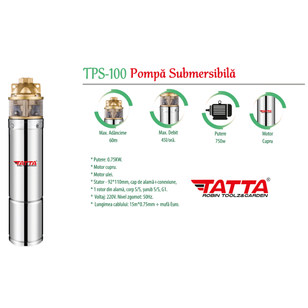 Pompa apa adincime Tatta TPS100 750 W|