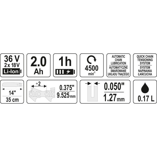 Ferăstrău cu lanţ cu acumulator Yato YT-82812